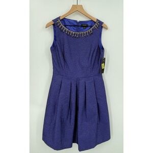 Tahari Levine Dress Women 6 Purple‎ Beaded Jewels Cocktail Party NEW Read